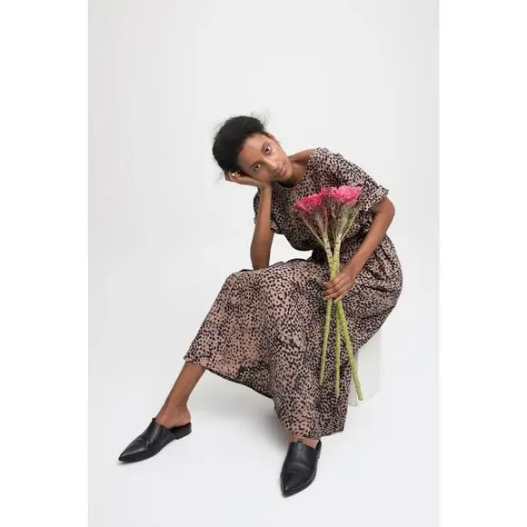 Osei Duro Nonna Maxi Dress Snake Bite XL Hand Dyed Belted Oversized Pockets Boho - Picture 2 of 15